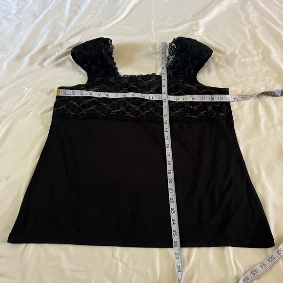 Black Lace Baby Doll Cap Sleeve Tank Sz XL Whimsygoth Fairy Grunge Stretchy - Picture 6 of 6